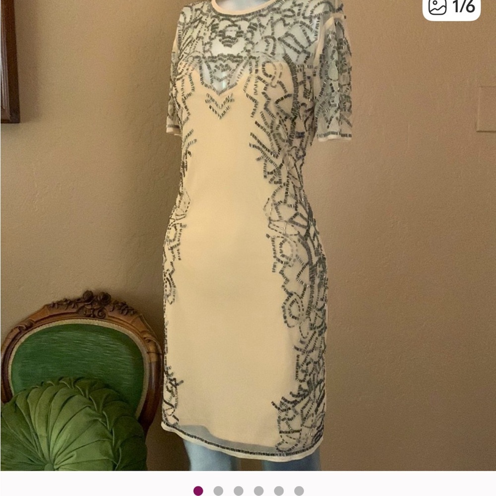 ASOS Cream and Black Mesh  Dress